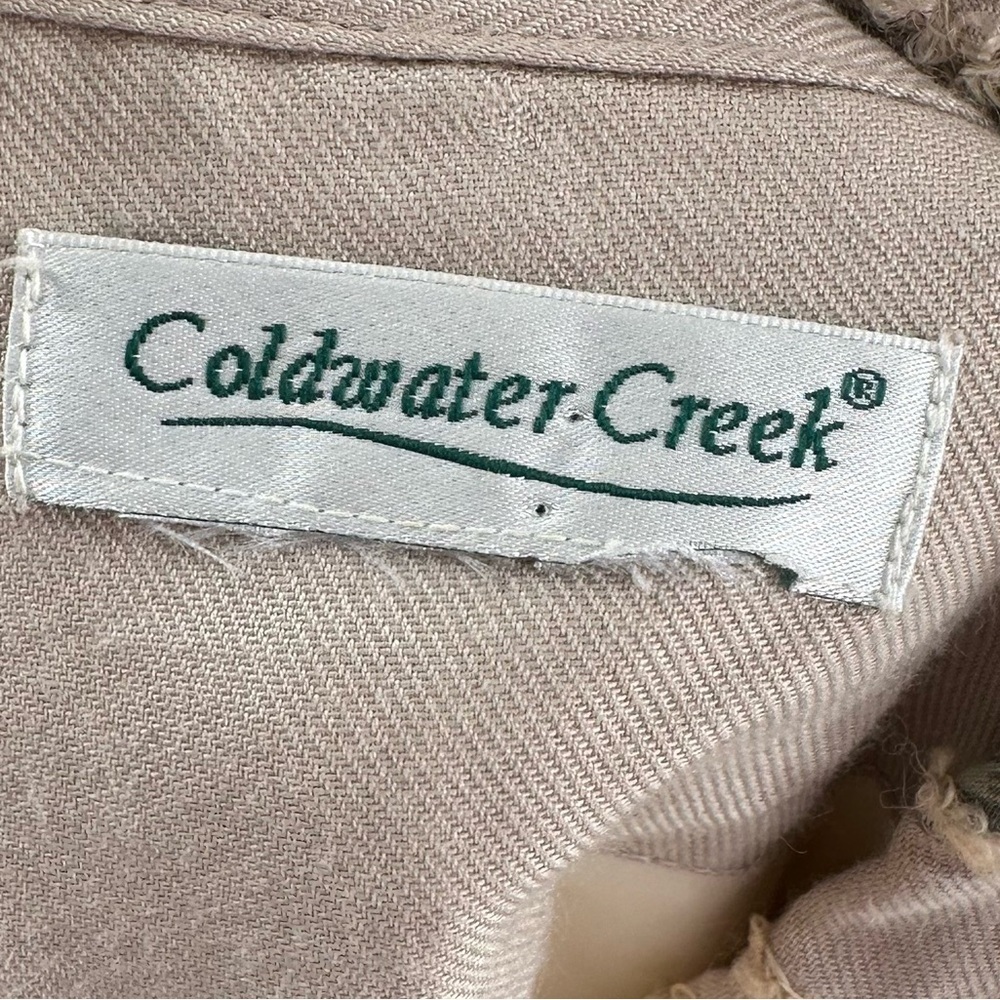 Coldwater Creek blazer size 16 tan blue embroidered floral coastal granny - Picture 7 of 9